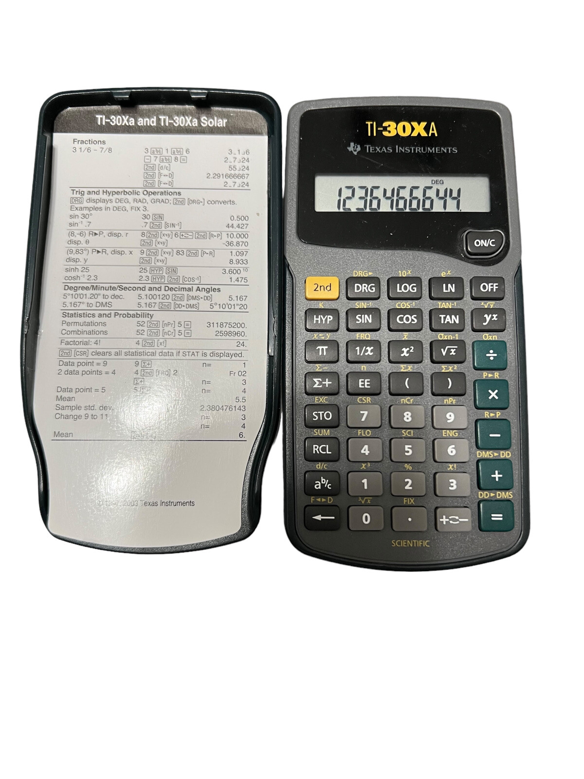 ⭐ Texas Instruments TI-30Xa Solar Calculator w/ Cover - TESTED WORKING ⭐