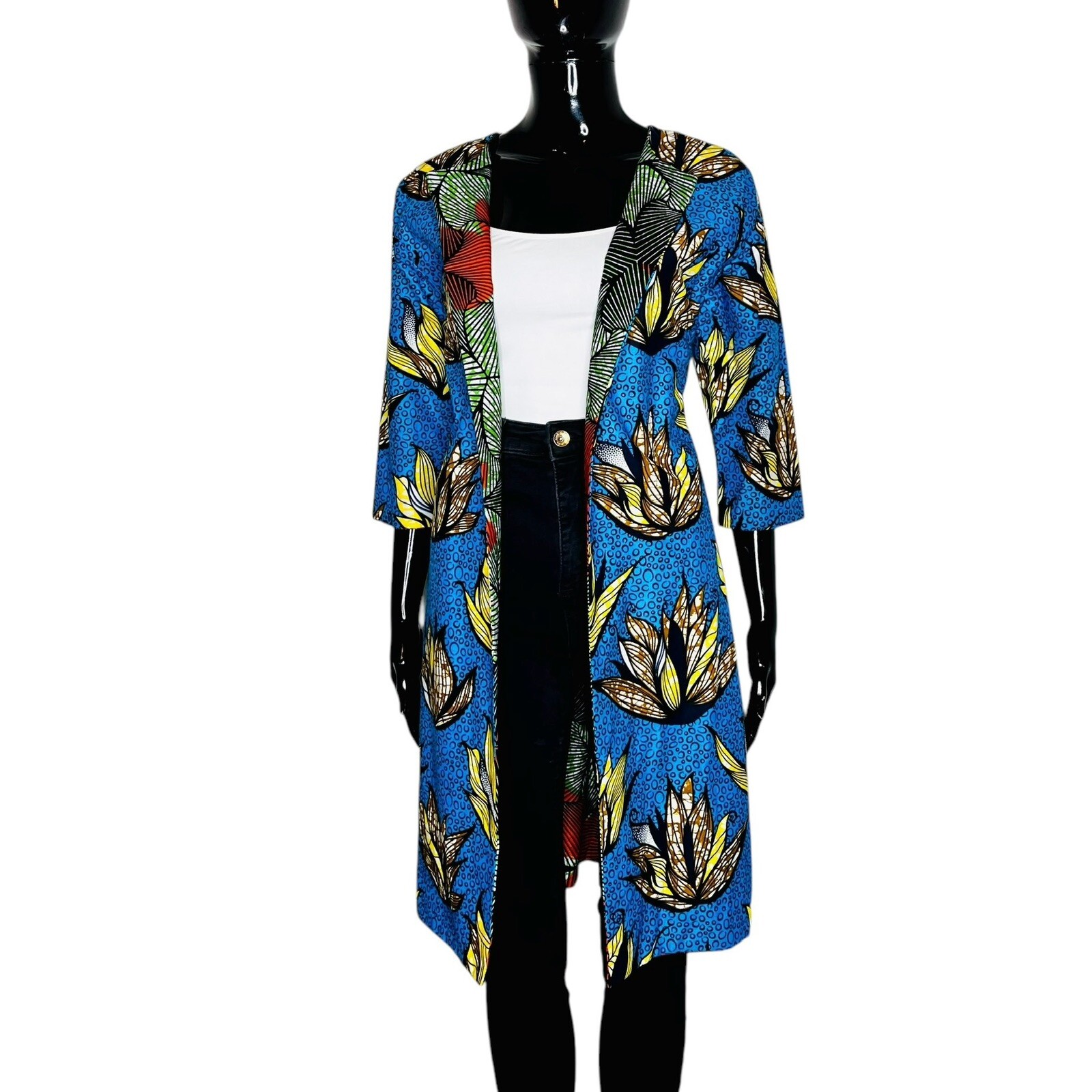 Reversible/ Two Sided Women African Print Multicolor Long Blazer￼
