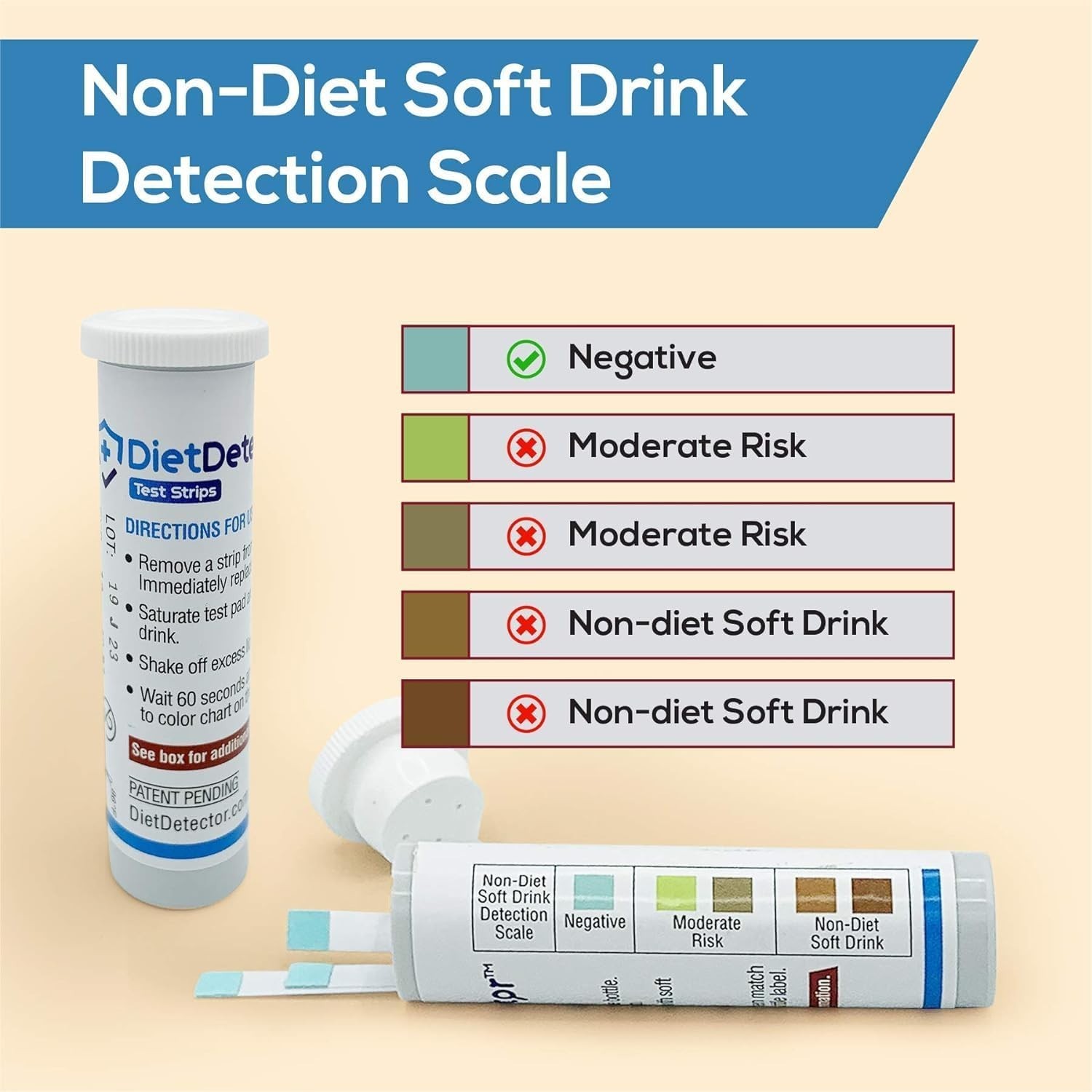 40 Disposable Diet Drink Testing Strips - Assure Sugar-Free Beverages Anywhere