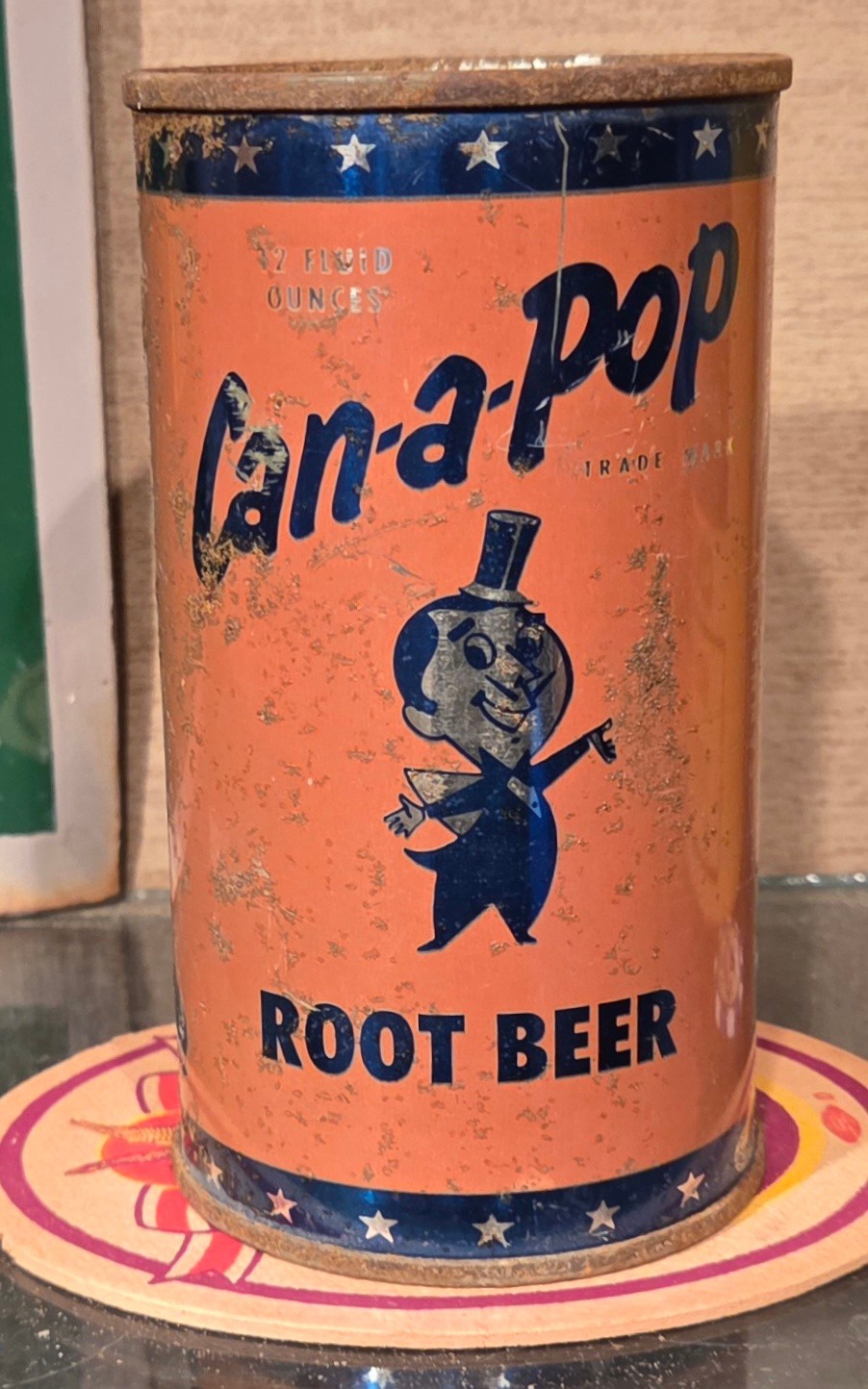 1950S CAN-A-POP FLAT TOP ROOT BEER SODA CAN CANAPOP BEVERAGE HUTCHISON KANSAS