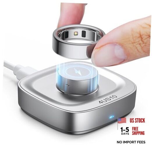 Ring Chager Compatible with Ou-ra Ring4, Fast Charge for Ou Size 10 Silver Grey