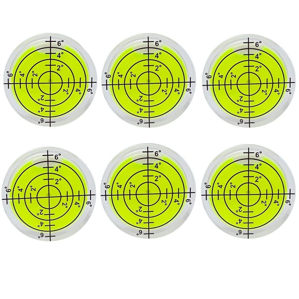 6Pcs Mini Circular Bubble Levels with Adhesive Back for Camera Tripod 32x7mm