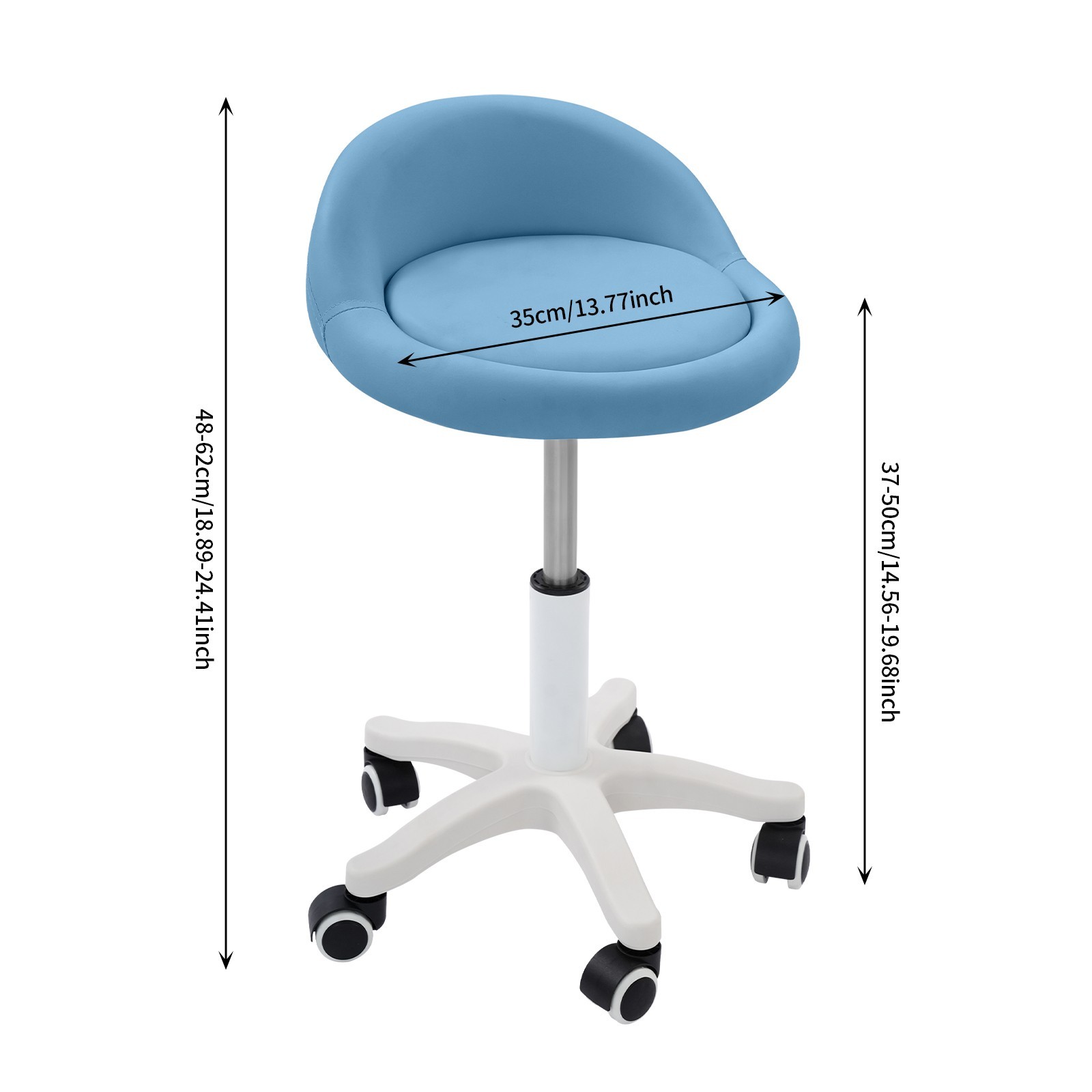Adjustable Beauty Salon Chair, Rolling Stool, Rolling Stool with Low Backrest
