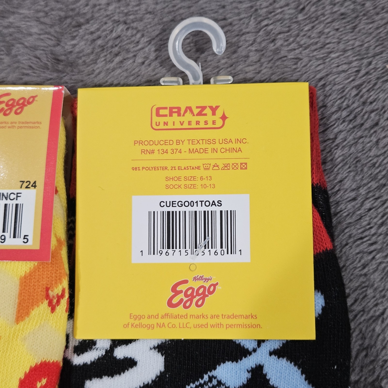 Eggo Waffles Funny Men's Novelty Crew Socks 2 Pair Shoe 6-12/13 Odd Sox