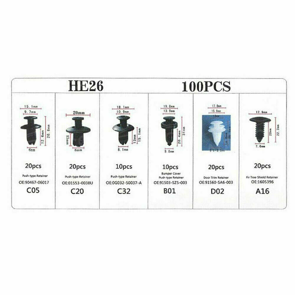 For Nissan Fixing Fastener Kit Bumper Fender Liner Push Retainer Clips 100XUS