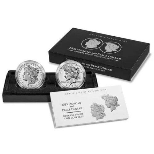 2023 $1 Morgan & Peace Silver Dollars Reverse Proof Set OGP - SKU-U2727 - STOCK