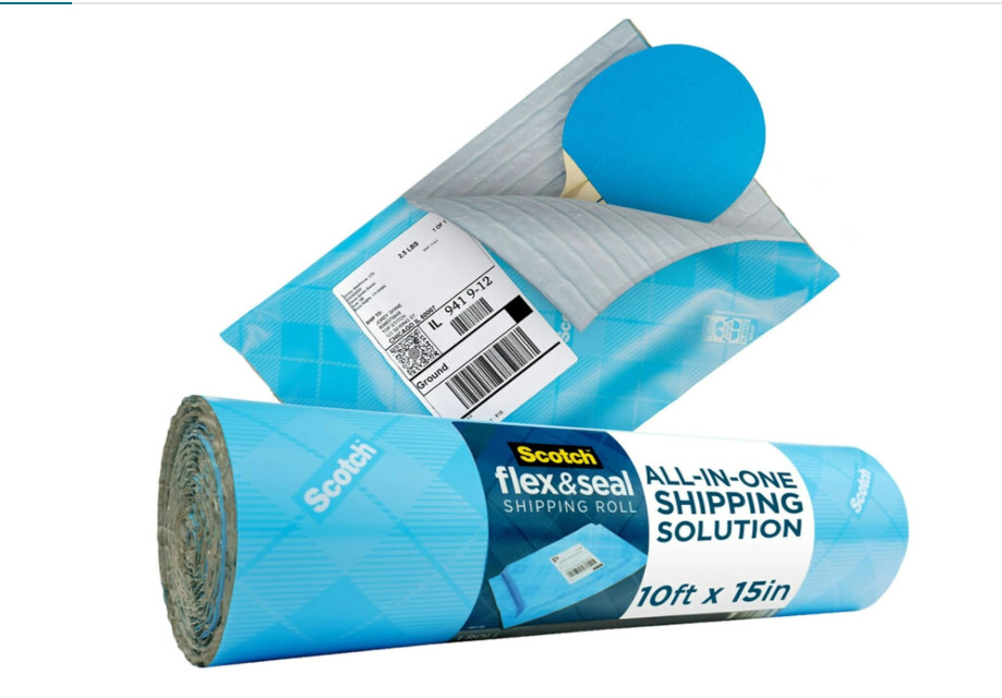 Scotch® Flex & Seal Shipping Roll, 15" x 10', Light Blue 2 Pack