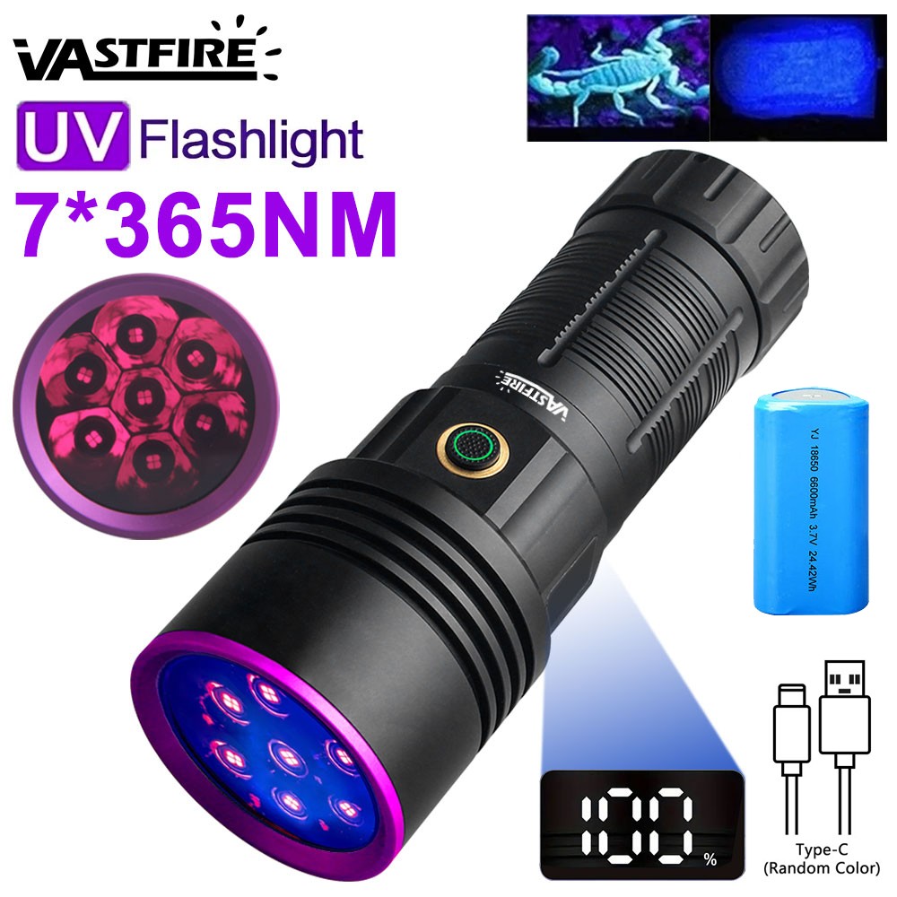 140W UV Light BlackLight 365NM LED Flashlight Inspection Lamp USB Charging Torch