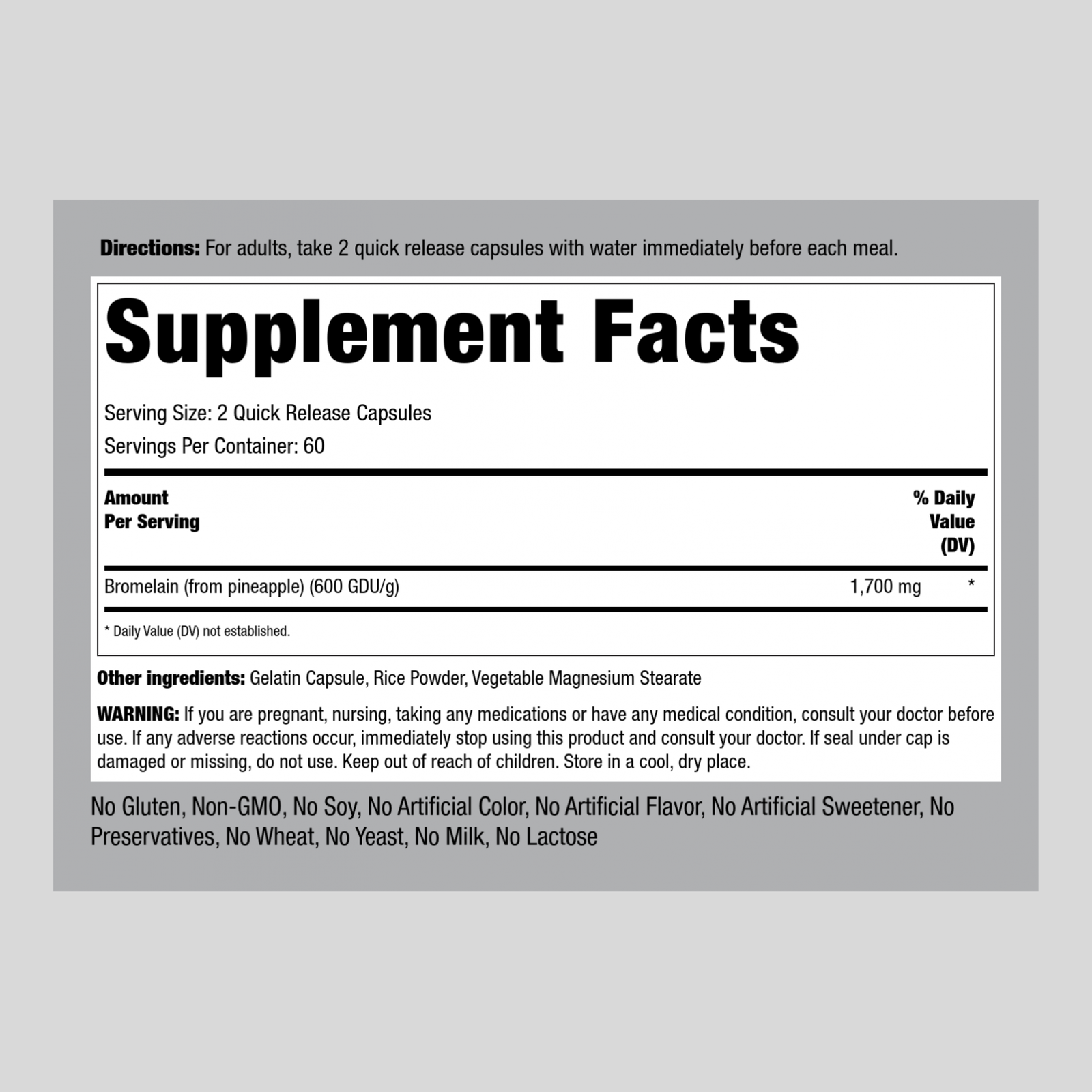 Bromelain Supplement | 1700mg | 120 Capsules | Non-GMO | by Piping Rock