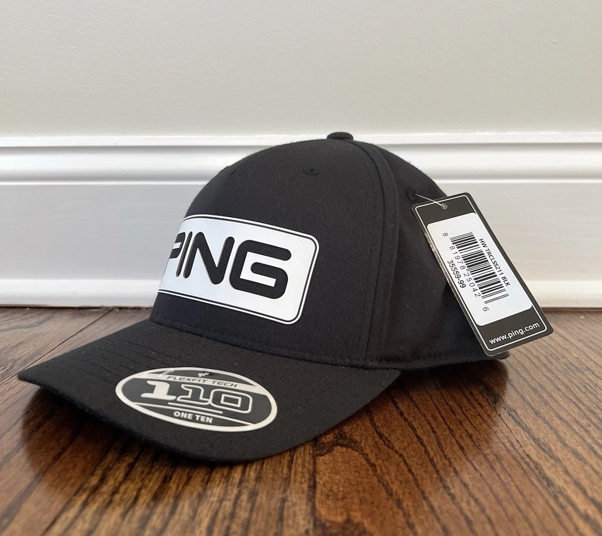 NWT PING Golf Snapback Adjustable Hat Flexfit Tech 110 Black White PGA LIV New