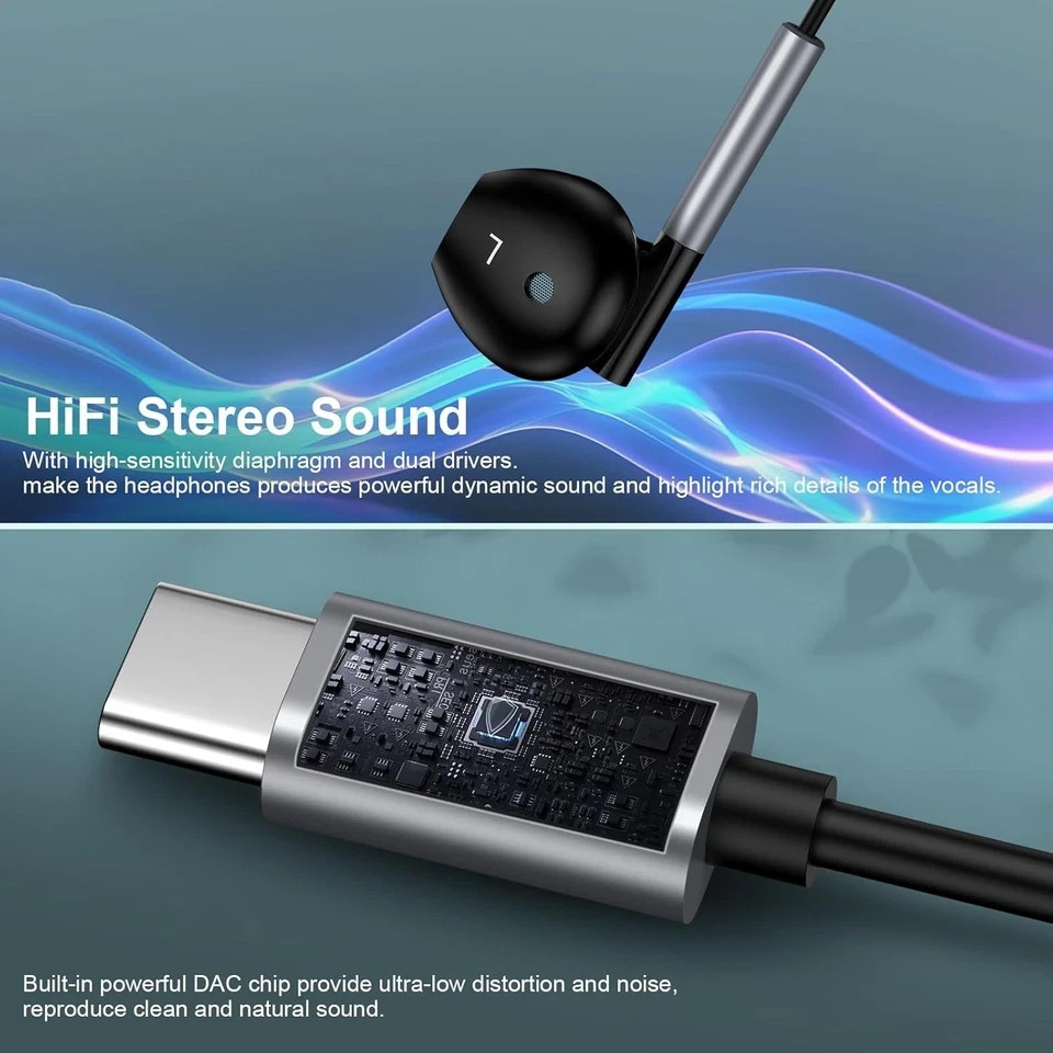 USB C Samsung Headphones Wired for Samsung Galaxy S25 Edge S24 Ultra S23 S22 S21