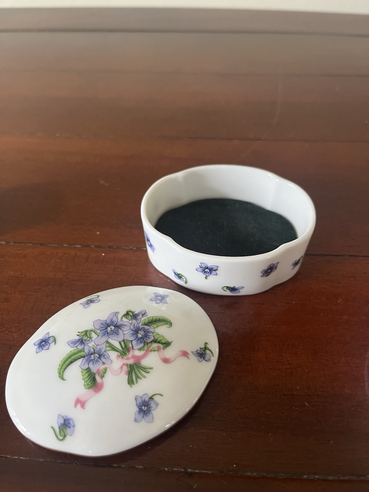 Oval Porcelain Trinket Box With Lid