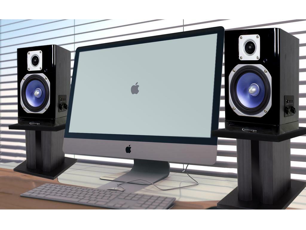 2 Technical Pro Game Twitch Streaming Desktop Computer Speaker Stands For Gaming