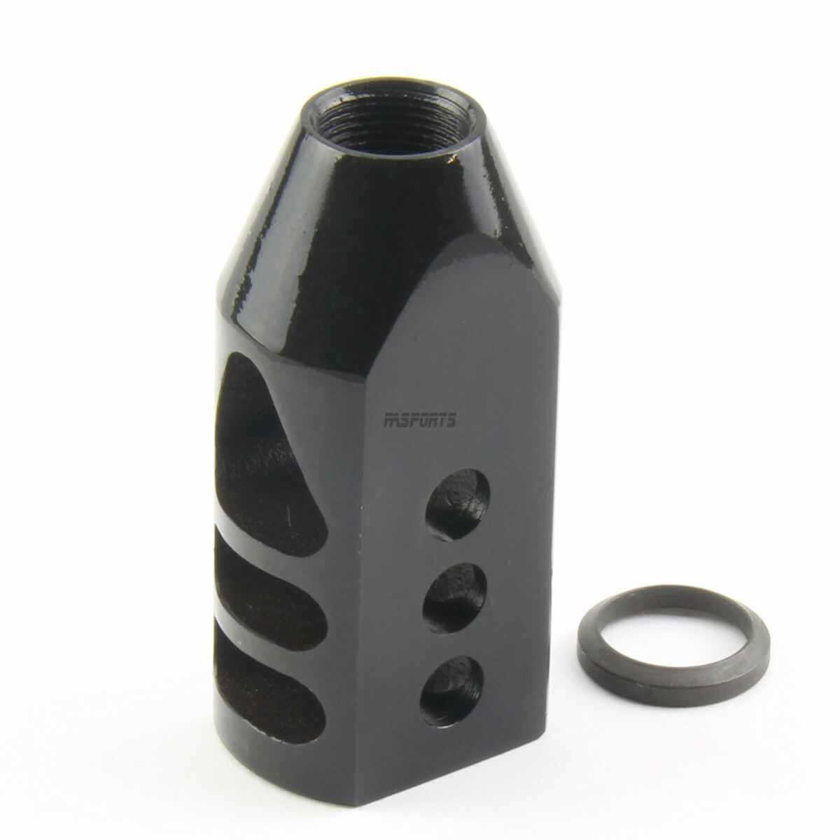 Black Tanker Style Muzzle Brake Triangular Baffl 5/8x24 Pitch for .308 /w washer