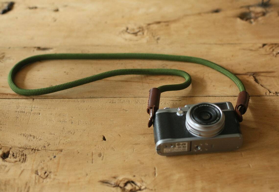 Army green climbing rope 10mm handmade camera strap