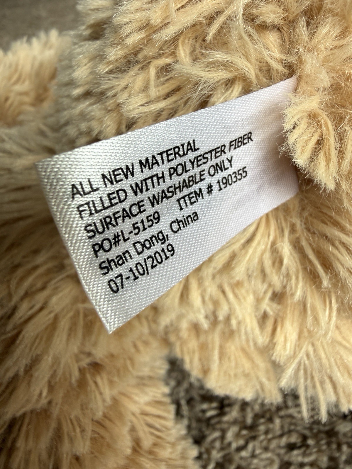 FAO Schwarz Bear Plush 18” Tan w/Red & Black Bowtie
