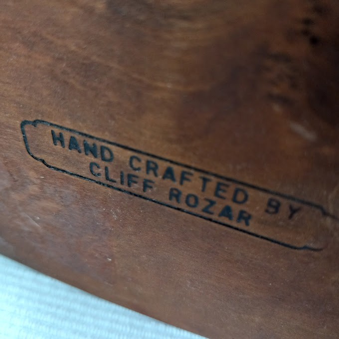 Cliff Rozar Signed Basket Wood Handle Carved Pattern Bent Wood
