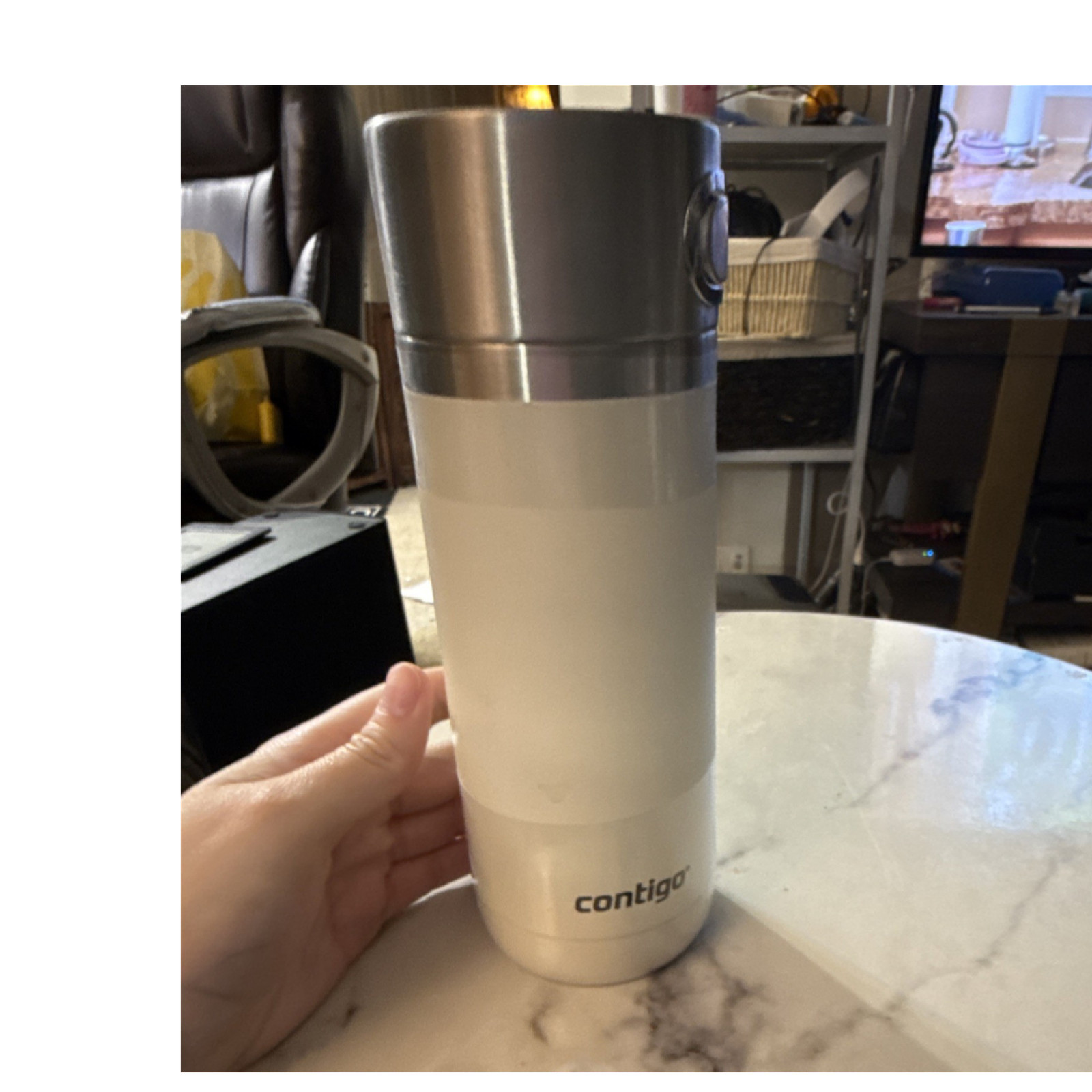 Contigo White Stainless Steel Insulated Travel Tumbler With Lid