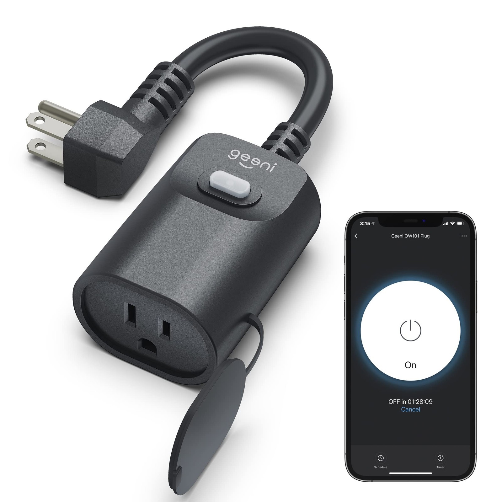 Geeni Indoor/Outdoor Smart Plug Weatherproof, 1 Socket Wireless Remote Contro...