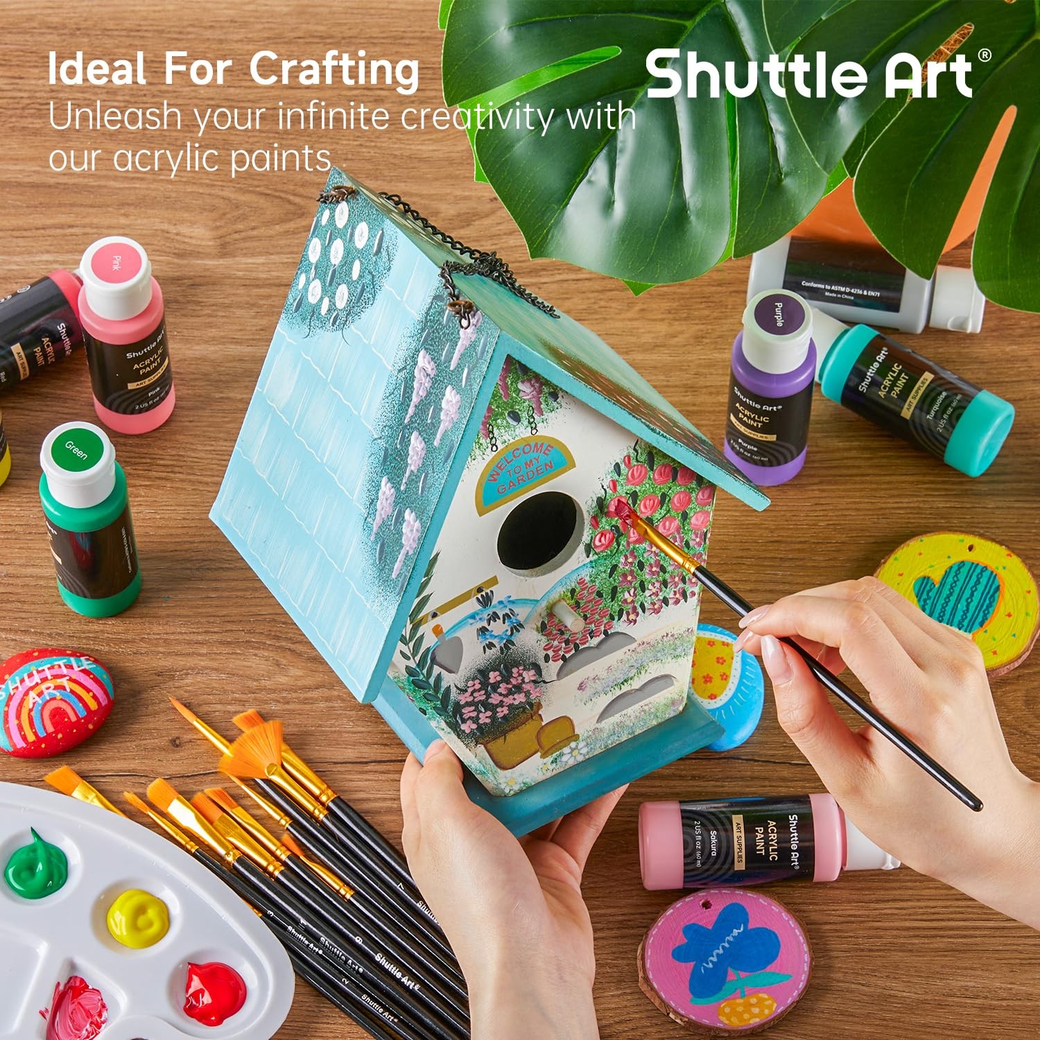 Shuttle Art 80 Colors Acrylic Paint, 2 Fl Oz (Pack of 80), Regular