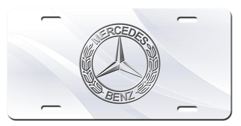 White Mercedes-Benz Aluminum  Vanity License PLEASE READ DESCRIPTION FOR DTAILS
