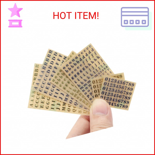 6 Sheets Small 0.12 inch Alphabet Number Stickers Mini Letters Stickers Glitter