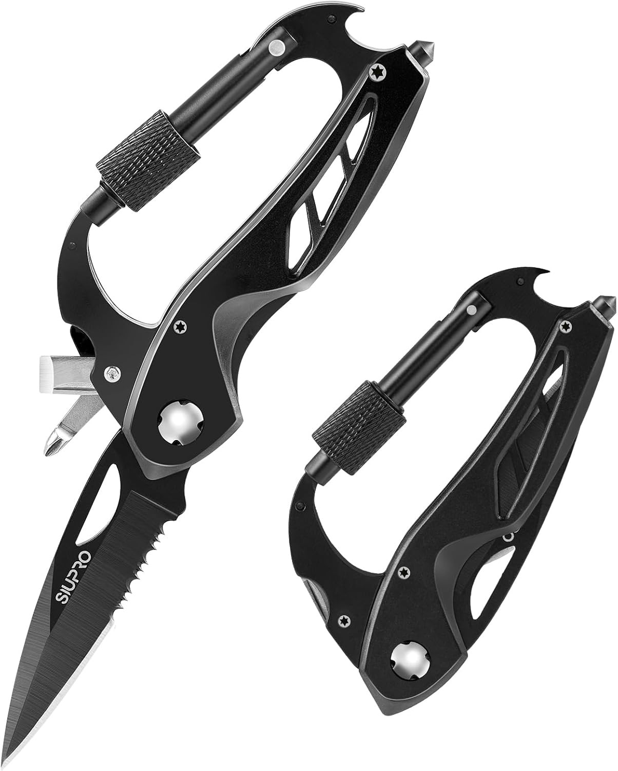 Multitool Carabiner Knife, Pocket Knife for Men with Bottle Opener, Window Break