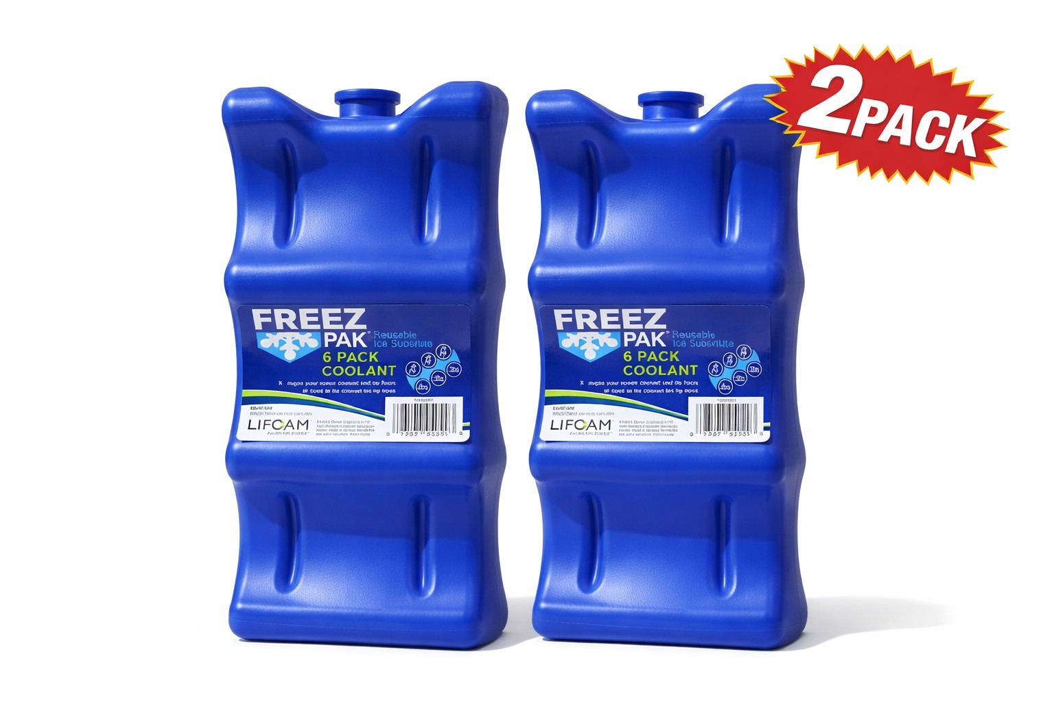 2 Pack Lifoam Freez Pak 6 Can Coolant Reusable Ice Pack FreezPak