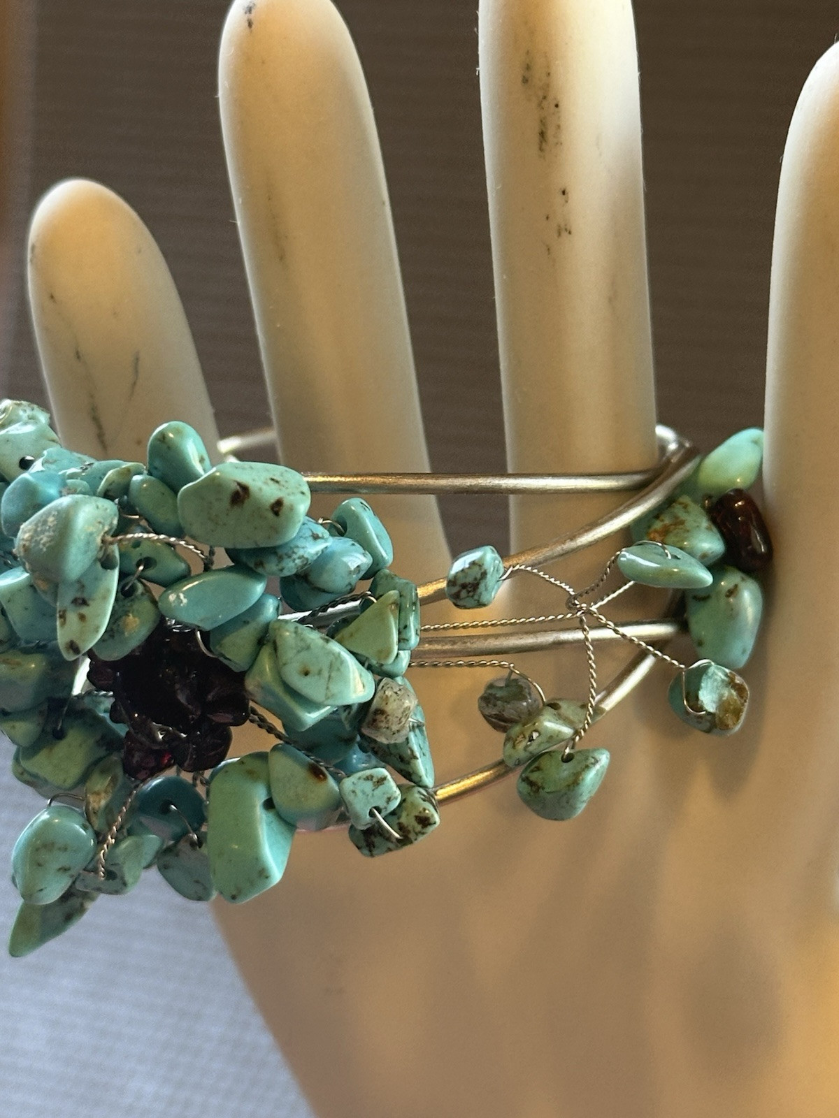 Loose Turquoise Silver Wire Bracelet