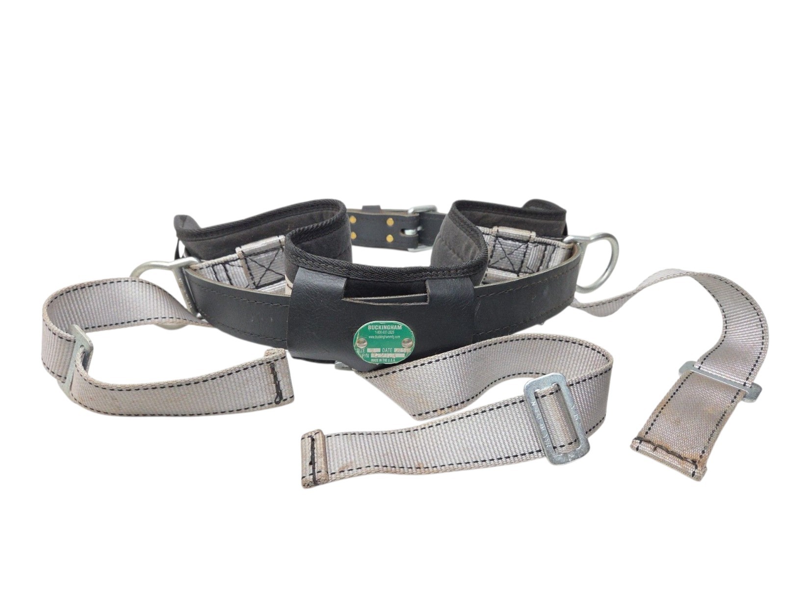 Buckingham 6263 Linesman Gut Strap Black Leather Body Belt Climbing XL 40-44