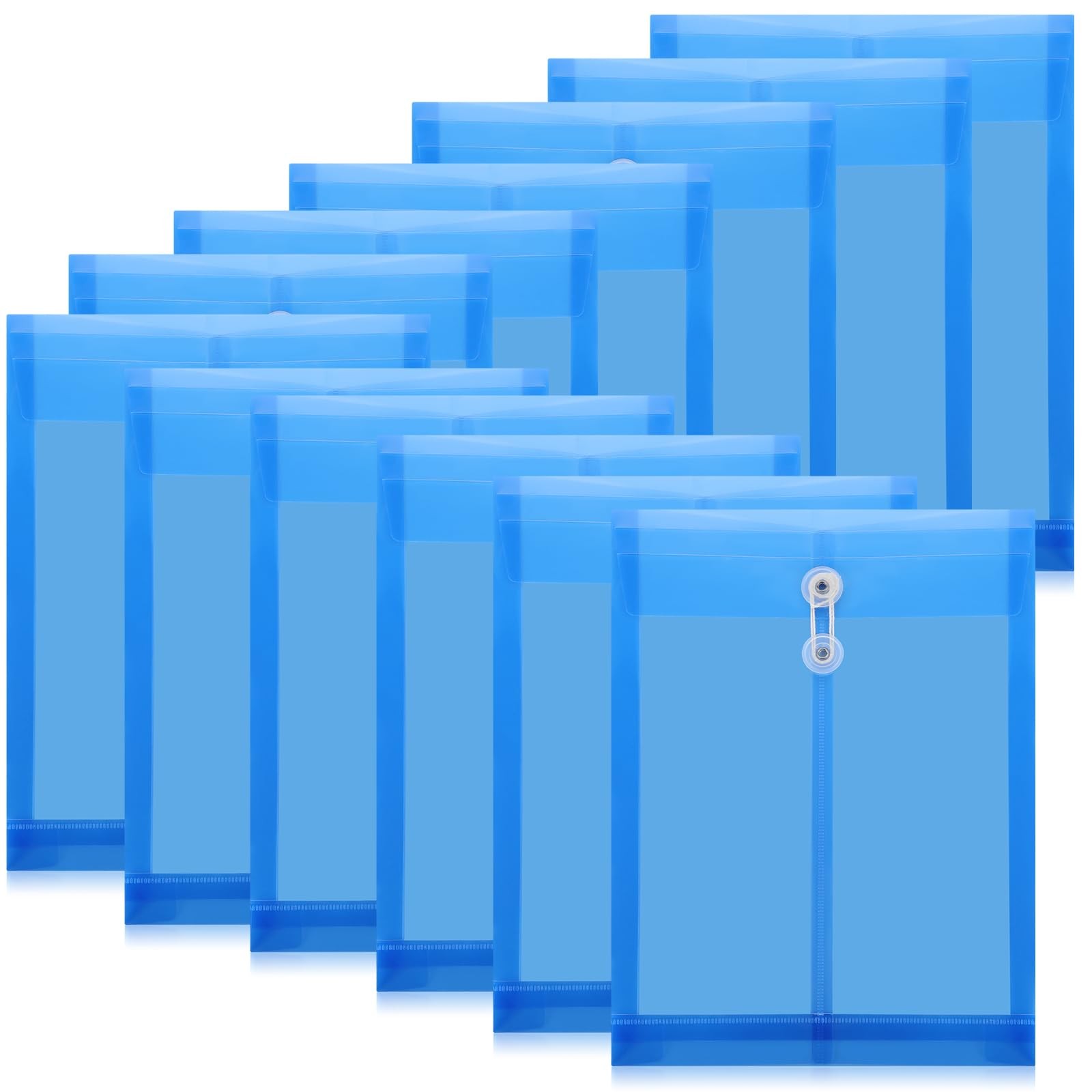 12 Pack Plastic Envelopes with Button and String Tie Closure Expandable Poly ...