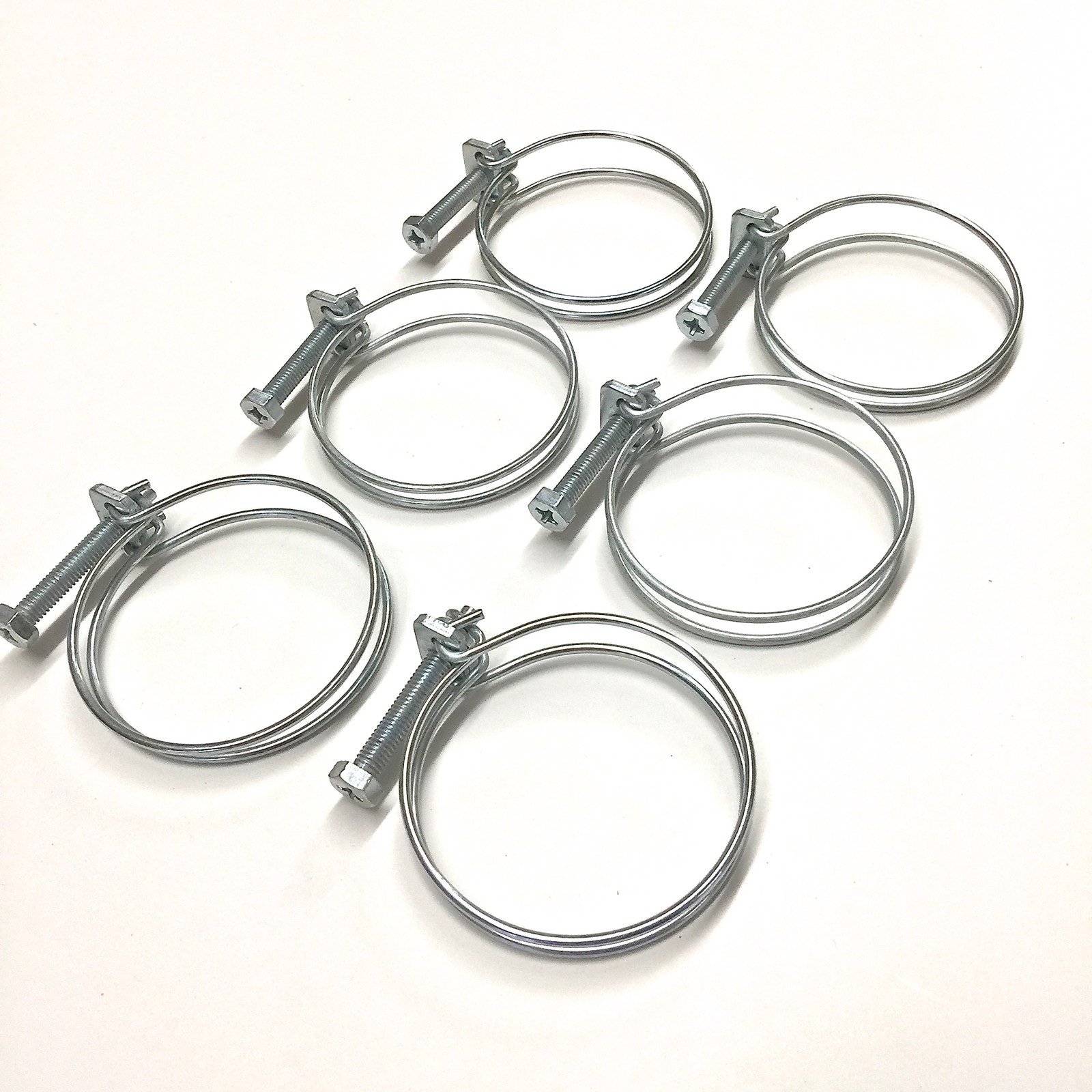 QTY 6 - PREMIUM RADIATOR COOLANT HOSE CLAMPS 2 1/2"-2" DOUBLE WIRE / SEAL