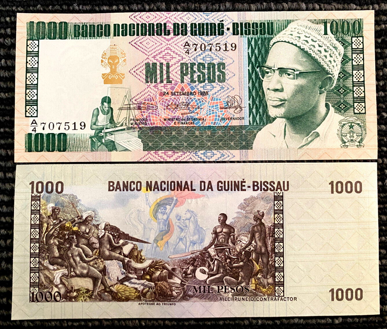 Guinea Bissau 1000 Pesos 1978 P8 Banknote World Paper Money UNC Bill Note