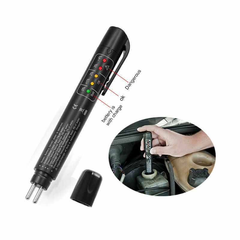 Brake Fluid Liquid Oil Tester Pen 5 LED Indicator Car DOT/DOT4 Testing Tool