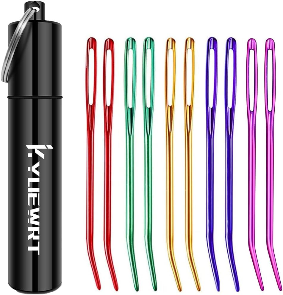 KYUEWRT 10Pcs Yarn Darning Tapestry Needle,Large Big Eye Weaving Needle Bent Nee