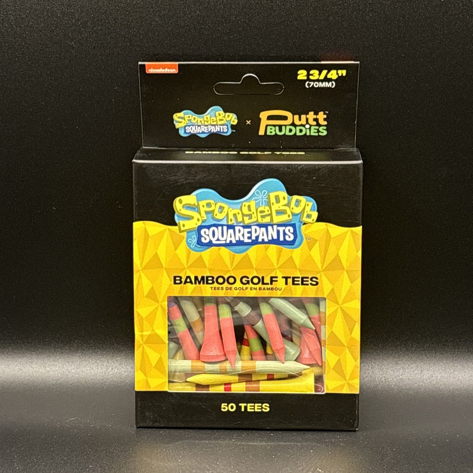 BAMBOO GOLF TEES SPONGE BOB SQUARE PANTS PUTT BUDDIES 2 3/4"  NEW IN BOX SEALED