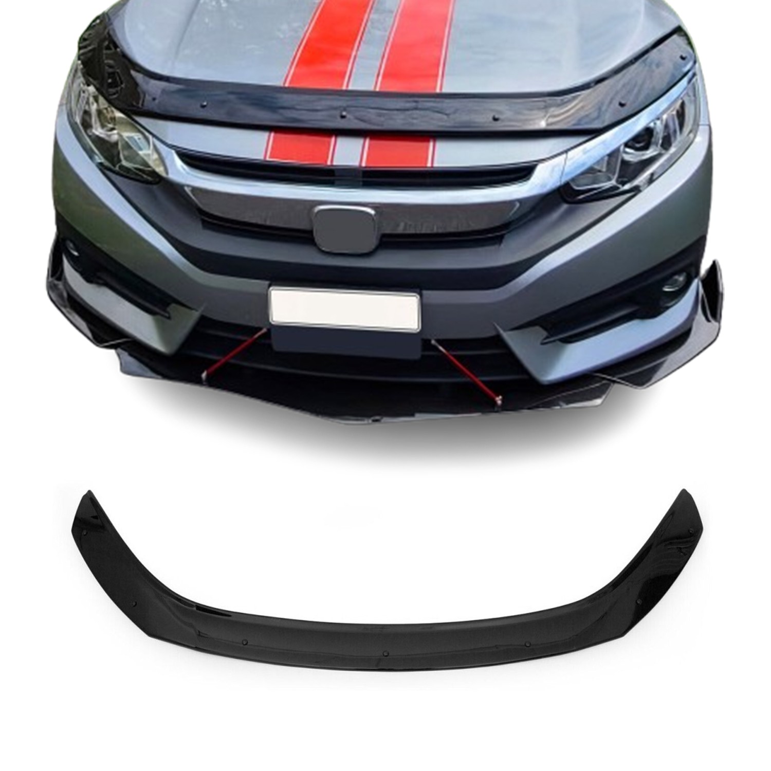 Front Bug Shield Hood Deflector Guard for Honda Civic 2016-2021 Black Smoke