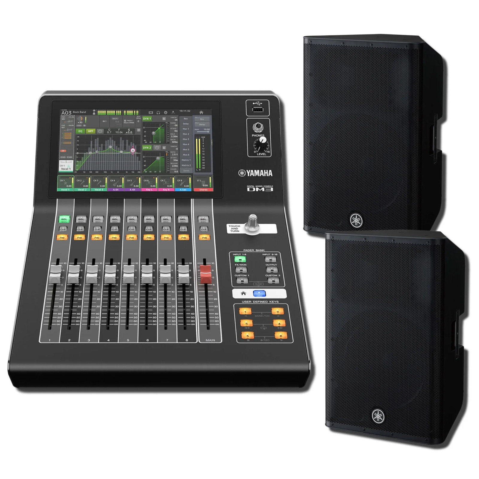 Yamaha DM3S 22-Ch Digital Mixer w/ 2x DXR15mkII 1100W Powered Speakers