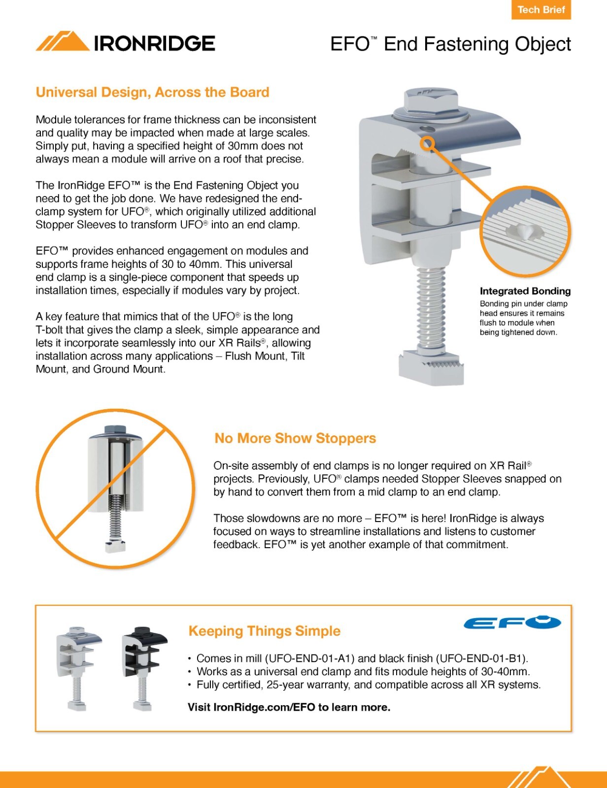 IronRidge EFO End Fastening Object