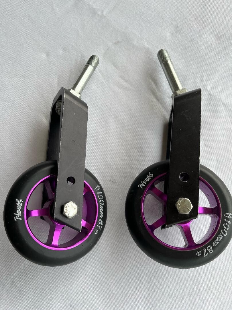 Pair Quickie 2 Manual Wheelchair Caster Wheel 4” and Fork 8.0