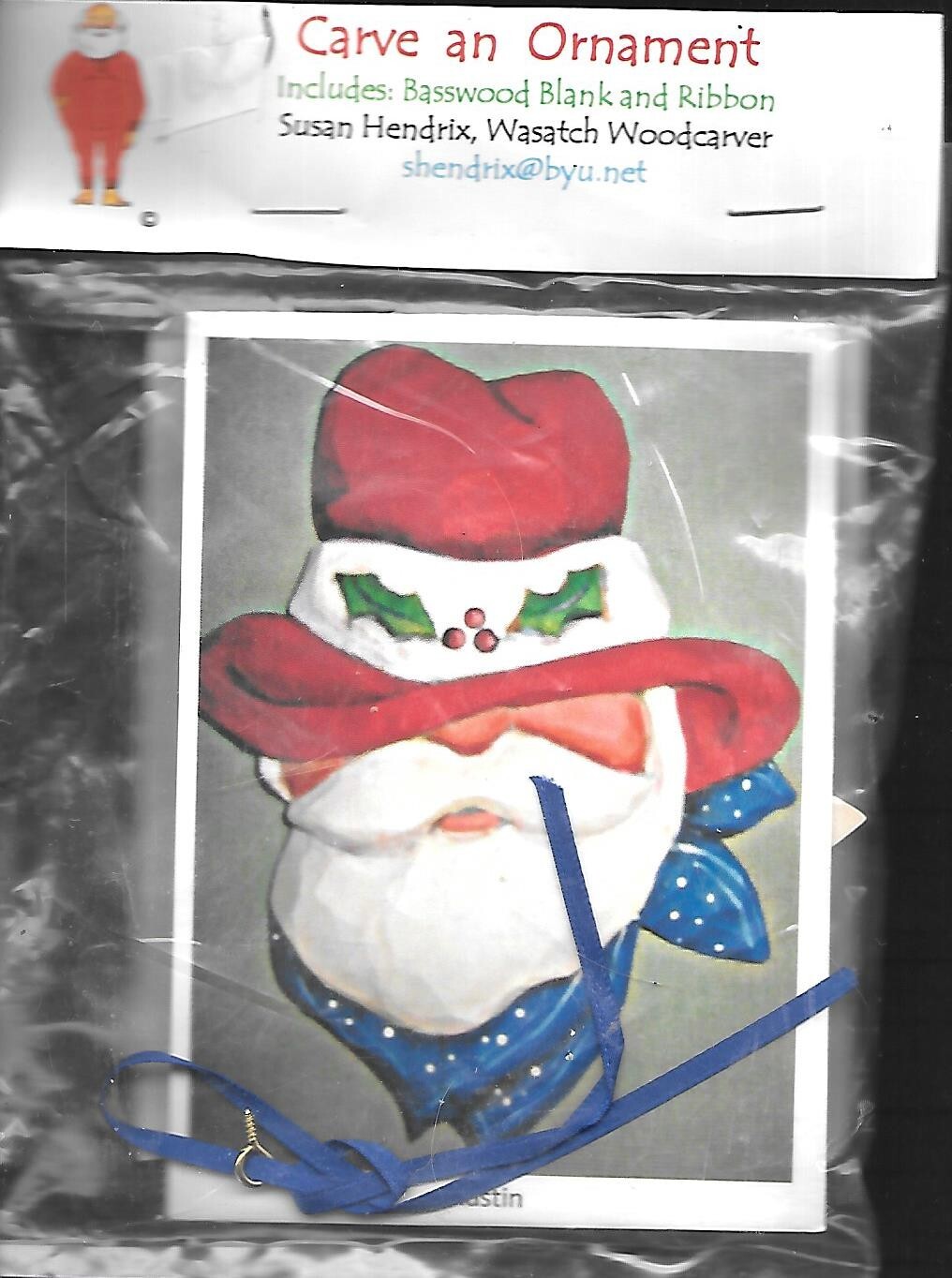 Wasatch Woodcarver - Heirloom Ornament Kit - Santa/Red Hat & Bandana - NIP