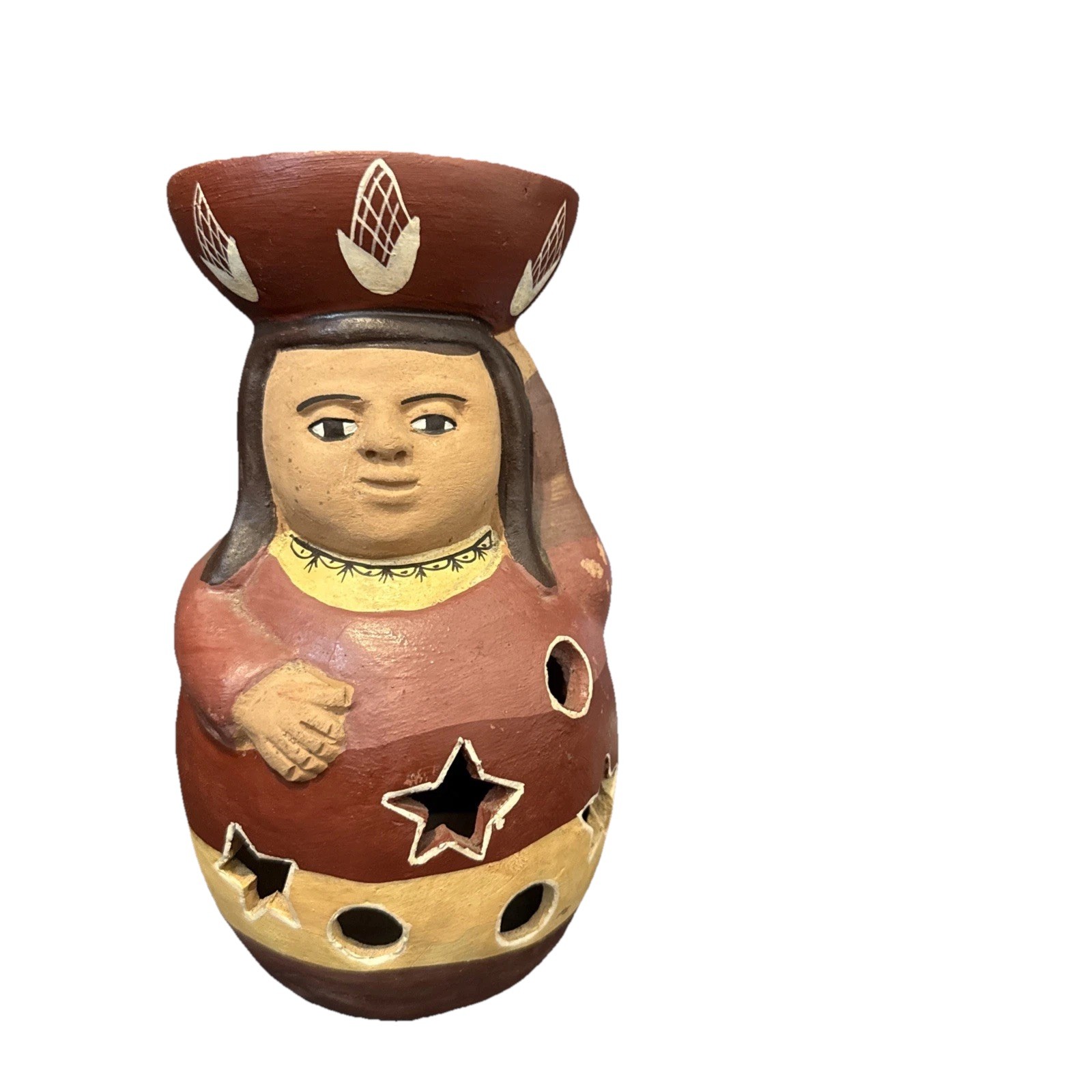 Peruvian Clay Luminaria Folk Art Peru Hand Painted