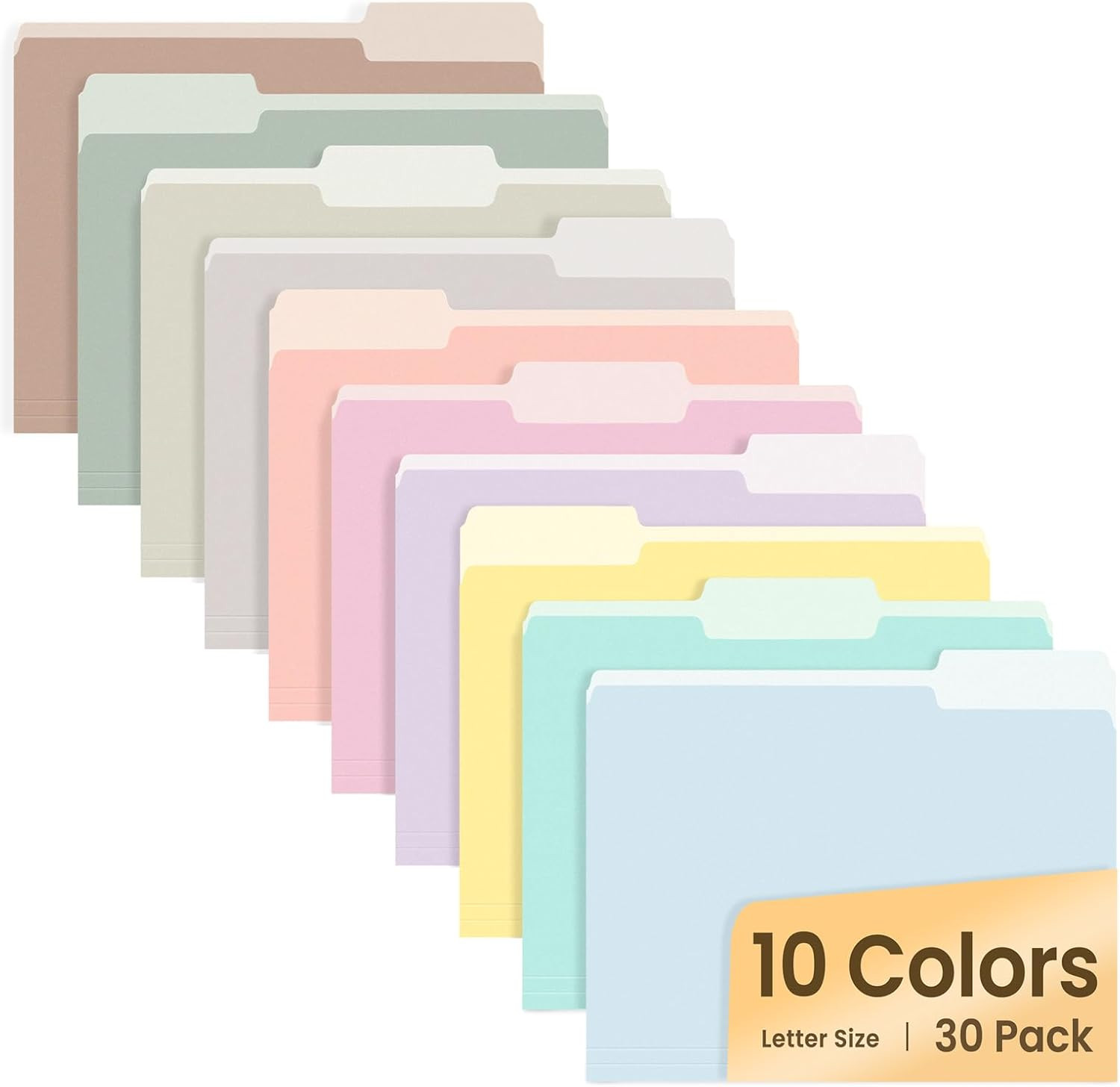 File Folders, 30 Pack Manilla Folders 8.5 x 11, 10 Colors Folder Office Organiza