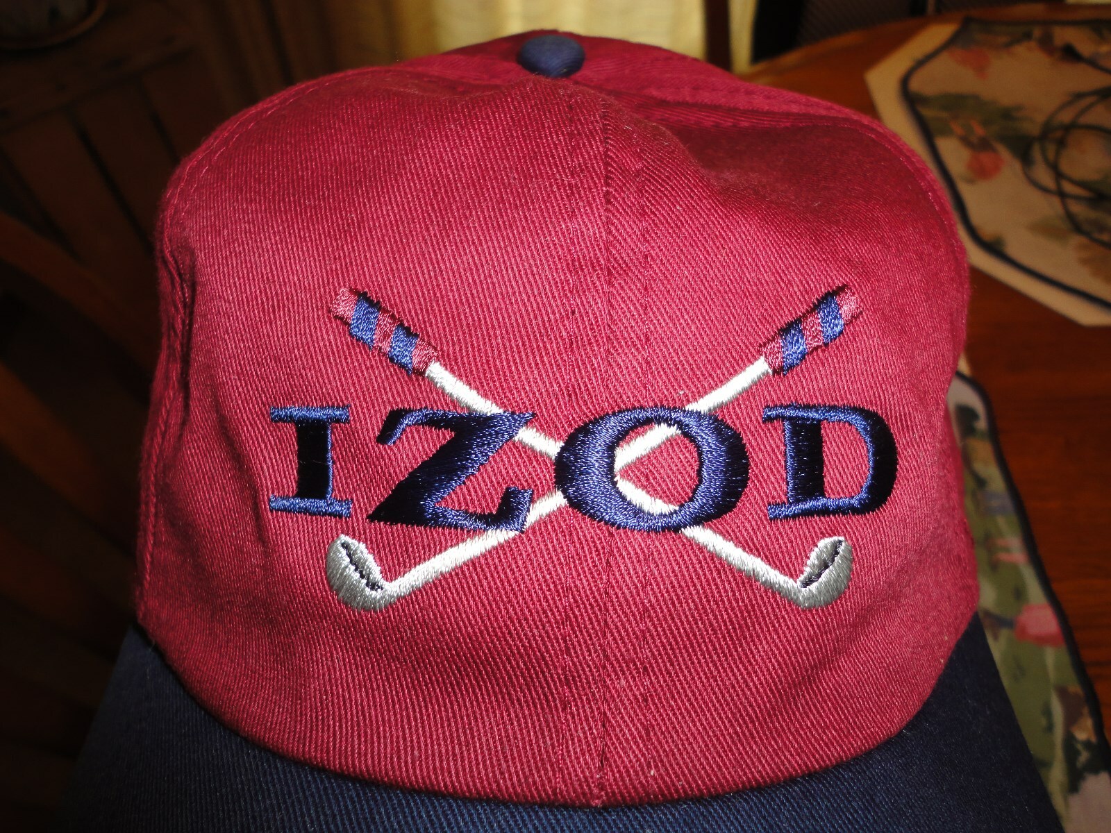 Izod Hat cap osfm leather strapback buckle Vtg