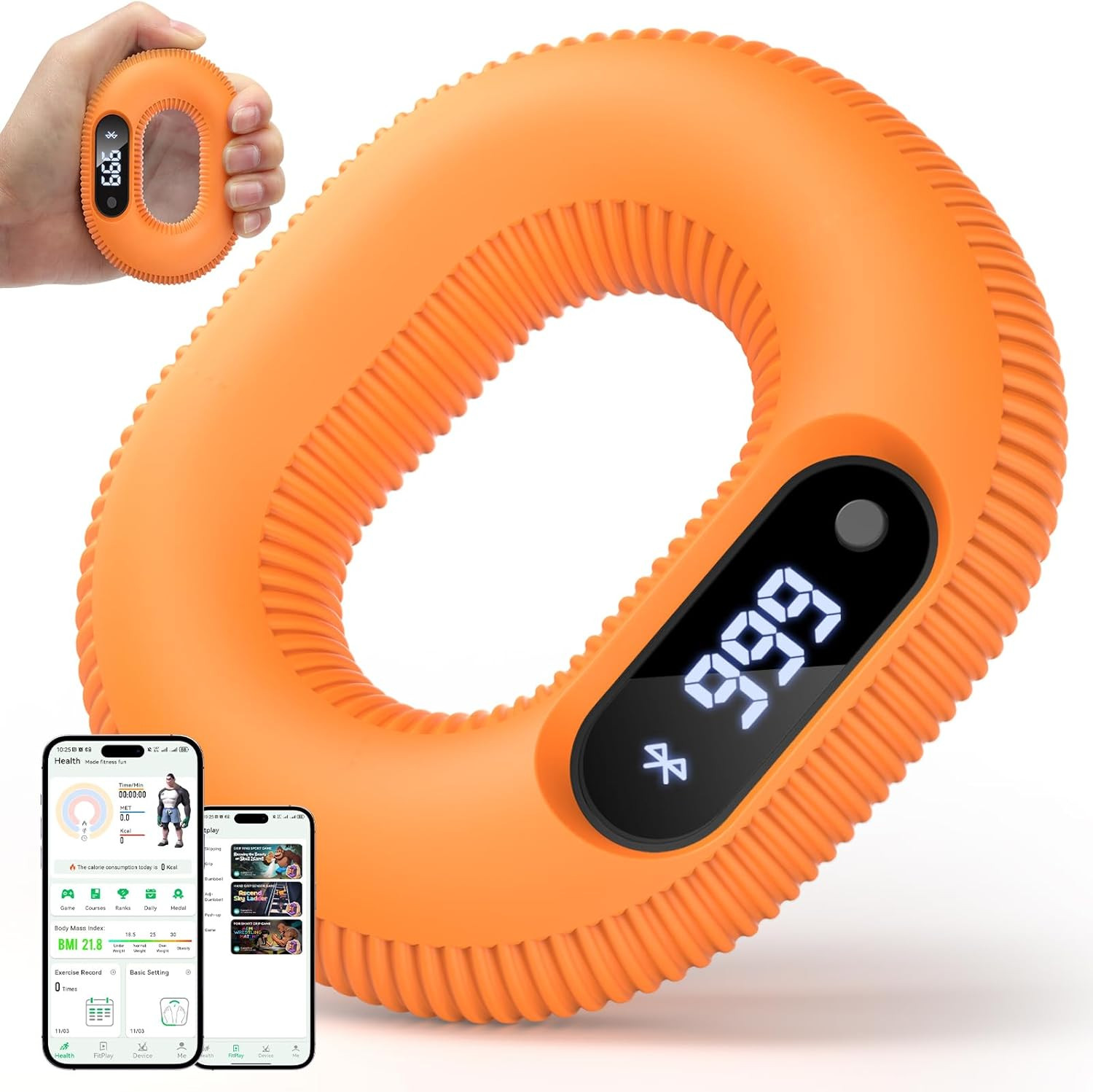Smart Grip Strength Trainer Bluetooth Hand Exerciser Game Fitness Stress Relief