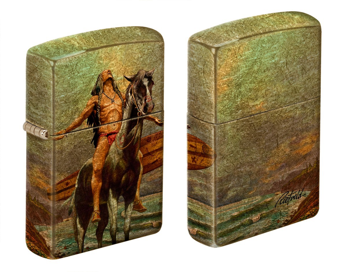 Zippo 0470, Rick Rietveld Horse & Brave 540 Fusion Design, 2-Sided Lighter