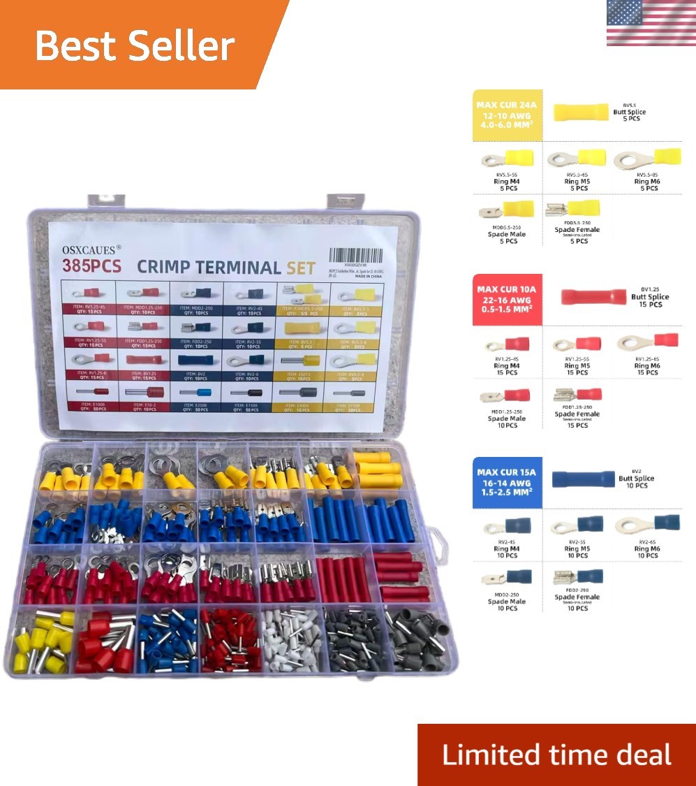 Versatile 385-Piece Electrical Terminal Kit for Automotive and Household Repairs