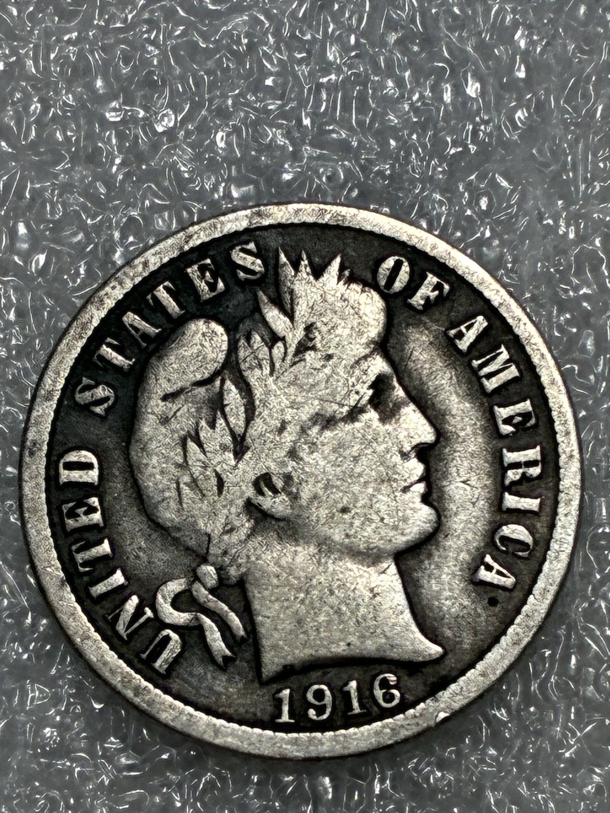 1916 S Silver Barber Dime
