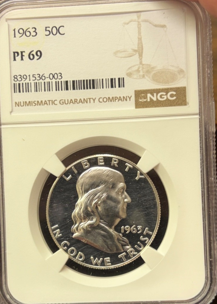 1963  Proof Franklin Half Dollar NGC PF 69   Looks Cameo ?