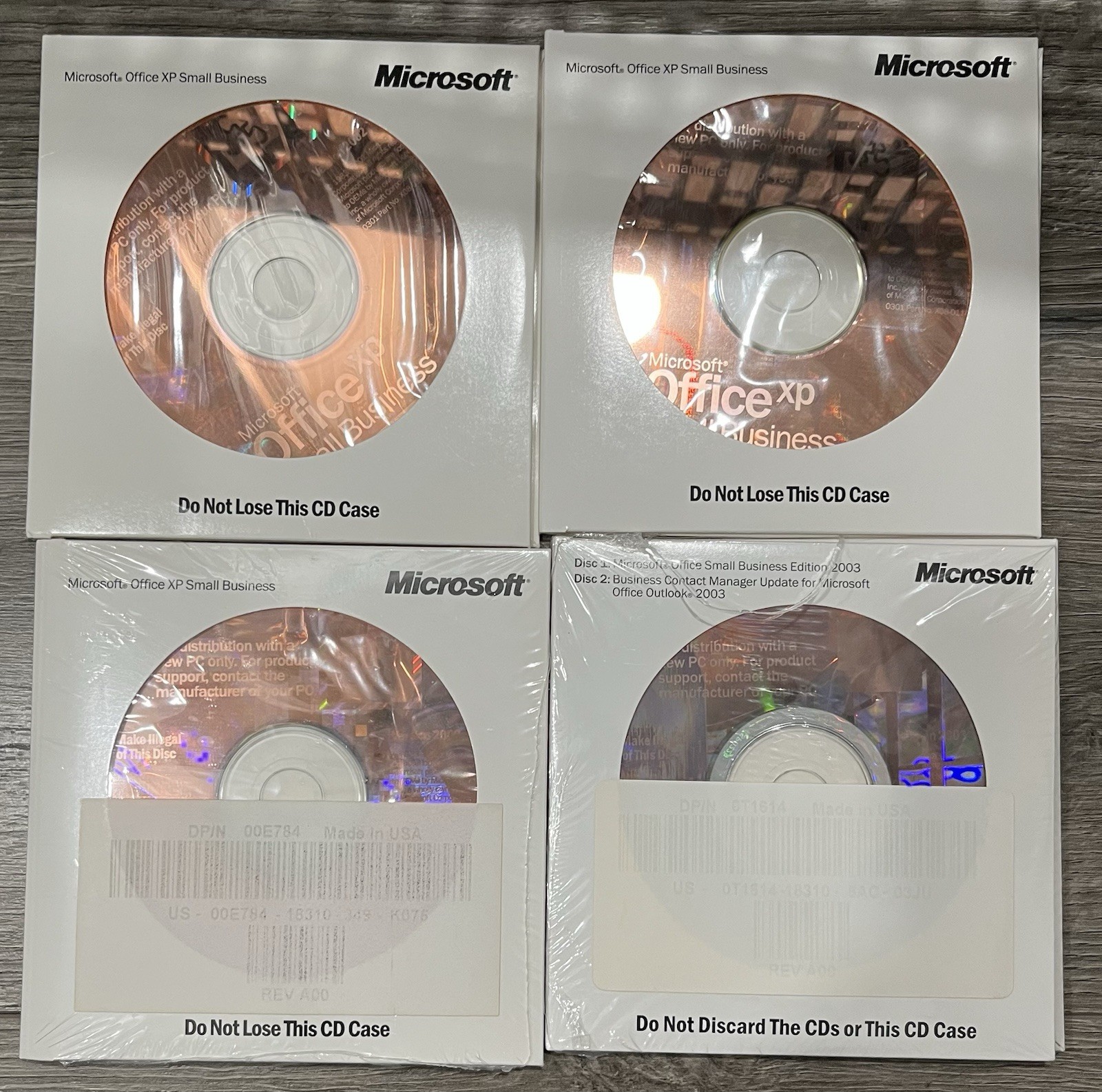 (4) Lot 2 New Microsoft Office XP Small Business Windows With Product Key 2 CD